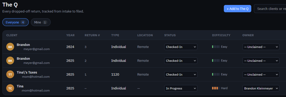 InQ Portal Interface